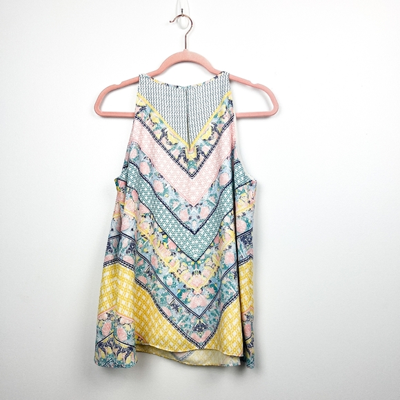 Antibes Blanc Blue Yellow & White Patterned Tank Top - Picture 7 of 9